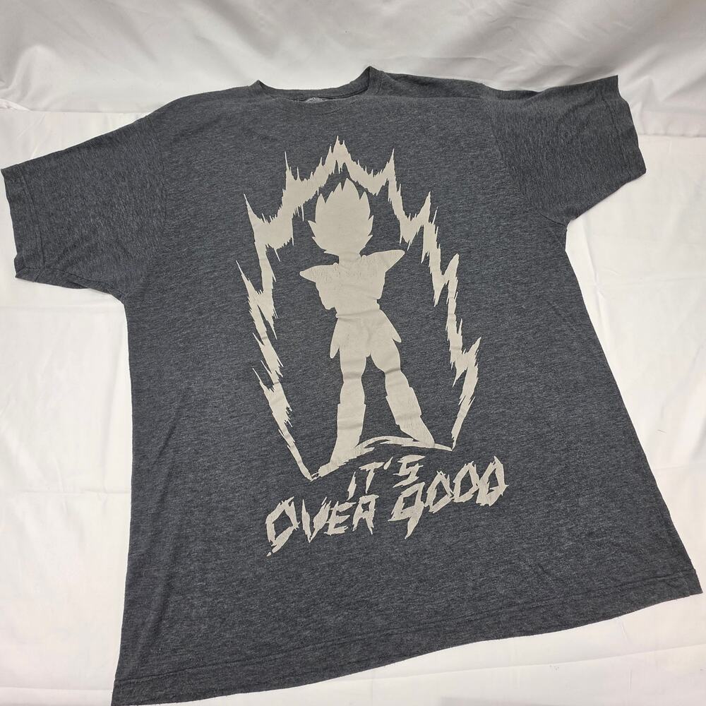 Dragon Ball Z It's Over 9000 T Shirt Mens XL Gray Anime Manga Graphic Tee